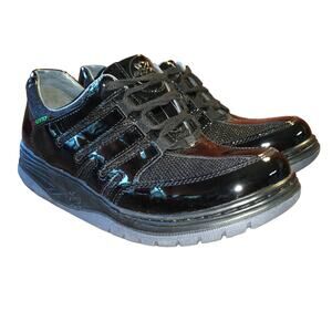 Mephisto Sano Escape Black Patent Leather Athletic Sneaker 7.5 Walking Shoe